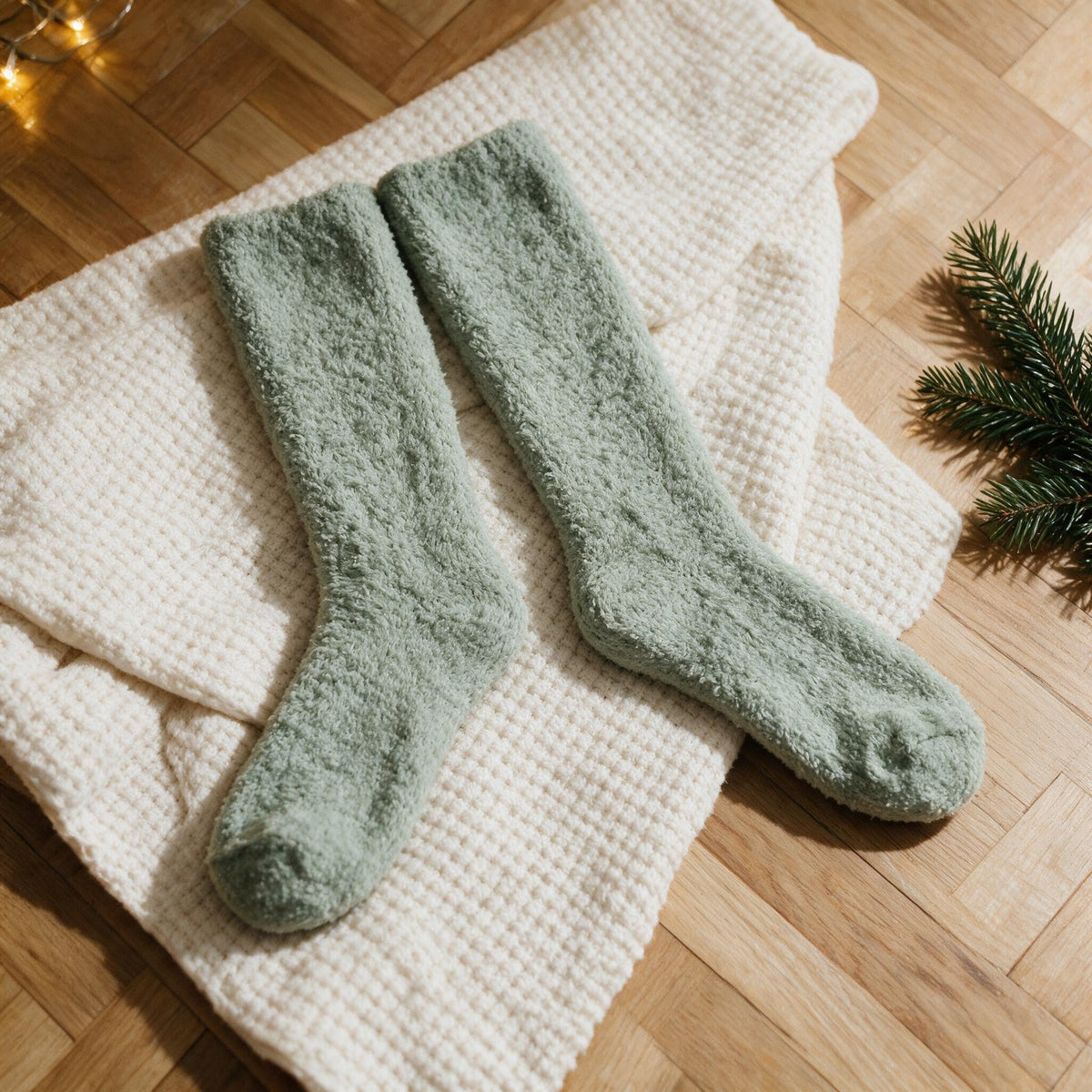 Chaussettes chaudes femme - Nuage - Verte