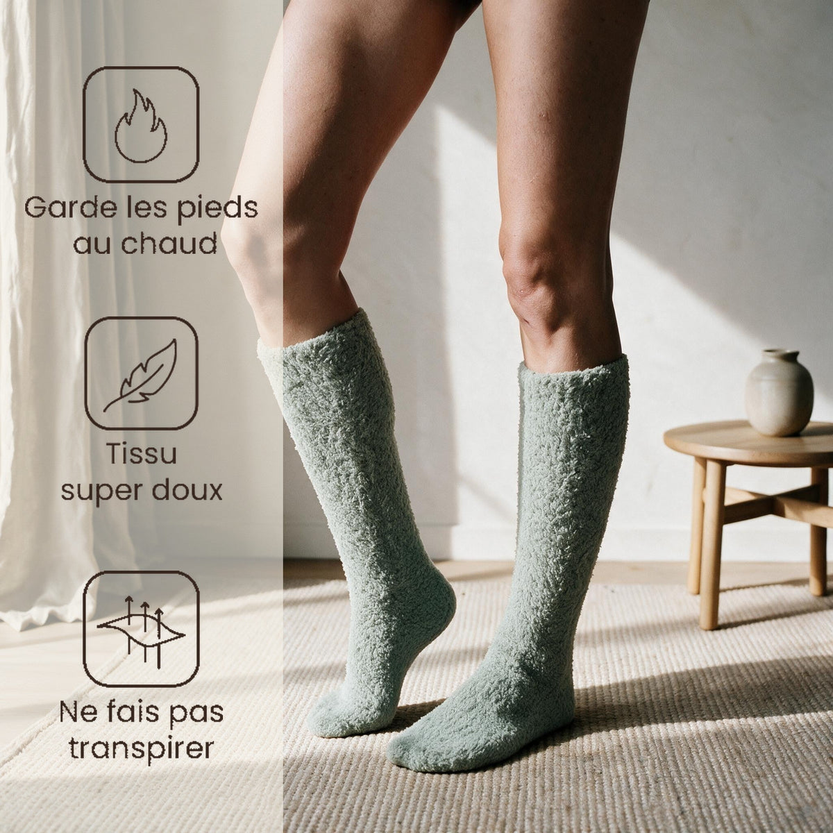 Chaussettes chaudes femme - Nuage - Verte