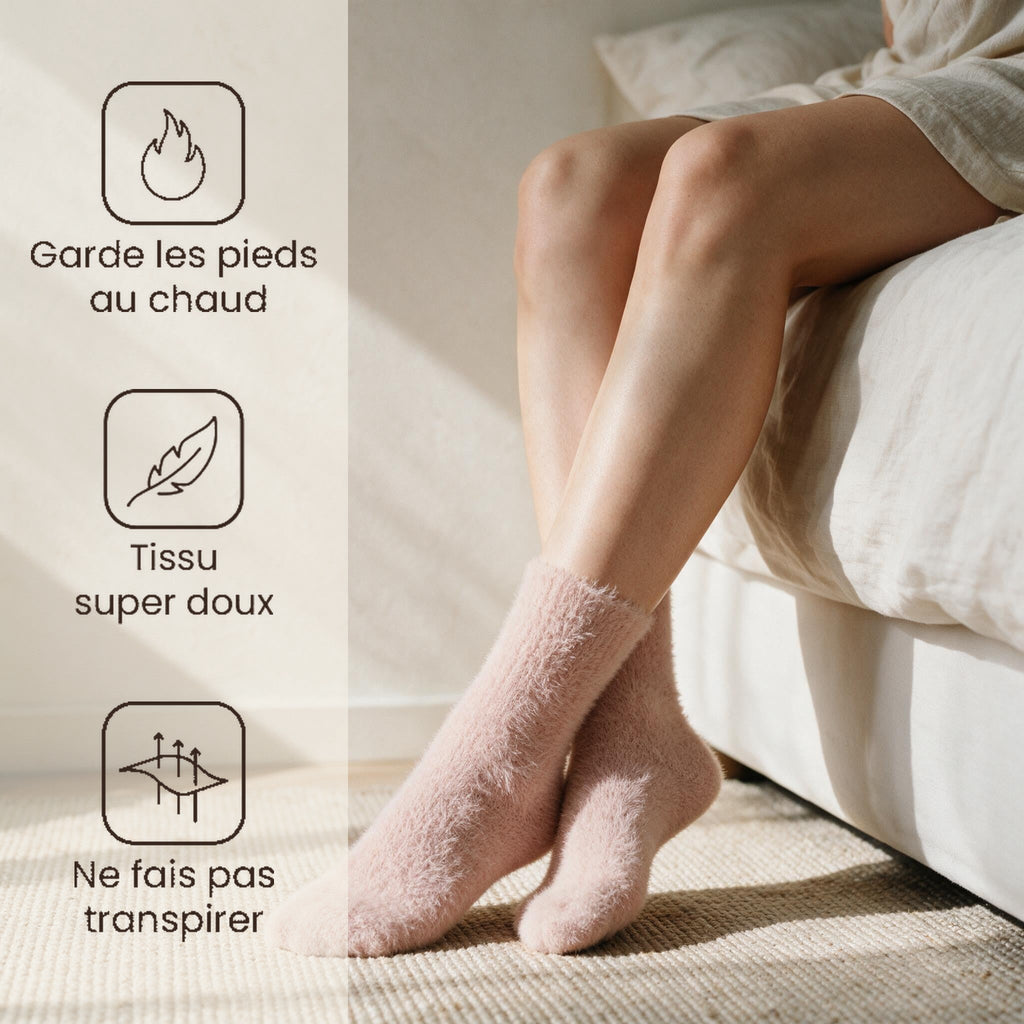 Chaussettes douces et chaudes femme - Caresse - Rose