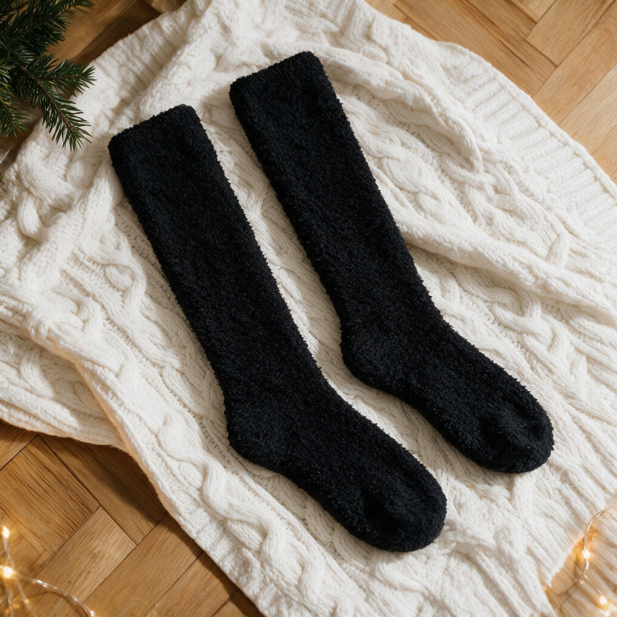 Chaussettes en tissu pilou noir - Nuage - Noire