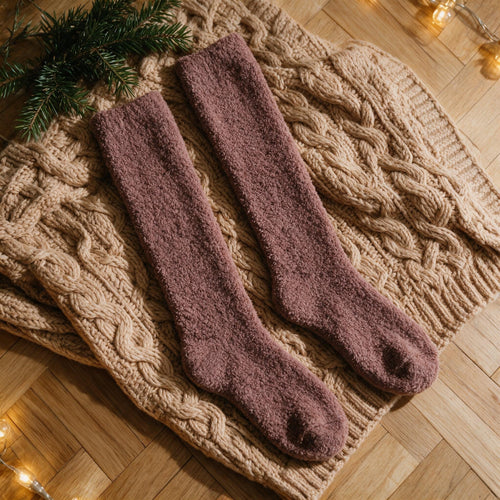 Chaussettes montantes en pilou pilou - Nuage - Marron