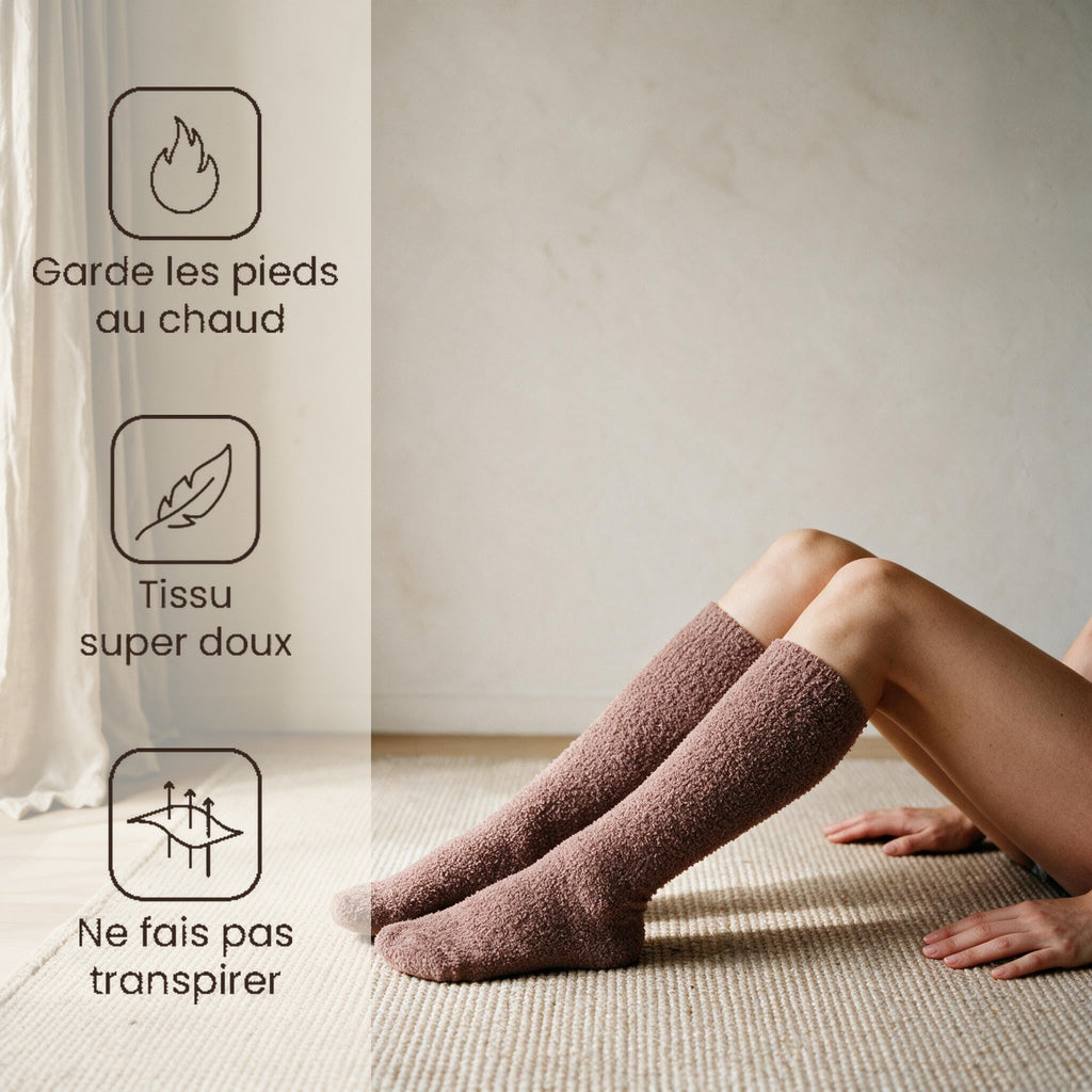 Chaussettes montantes en pilou pilou - Nuage - Marron