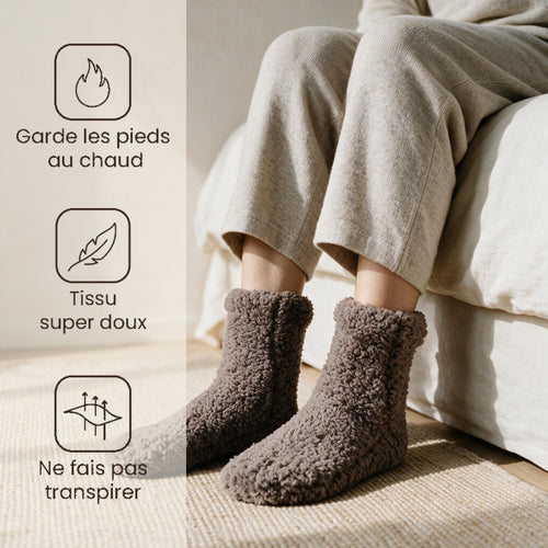 Chaussettes moumoutes chaude - Pelote - Marron