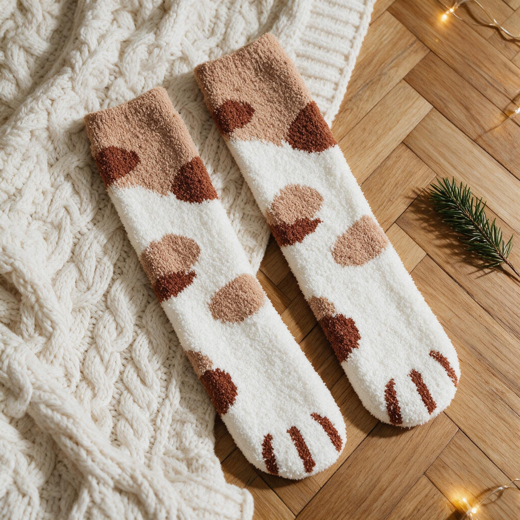 Chaussettes pattes de chat pilou pilou - Ronron - Chat Marron