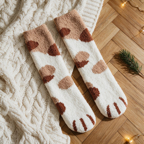 Chaussettes pattes de chat pilou pilou - Ronron - Chat Marron