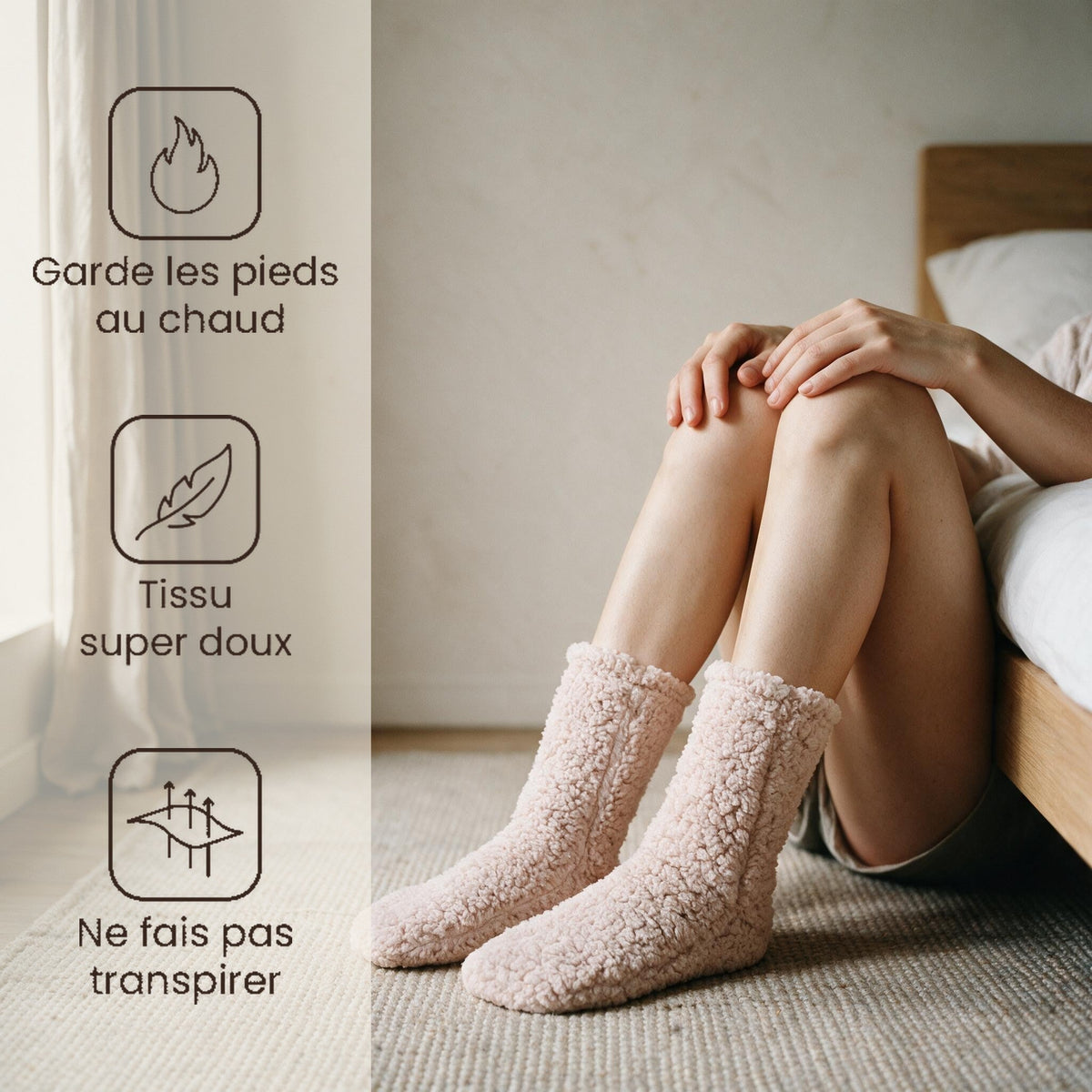 Chaussettes épaisses pilou - Pelote - Rose