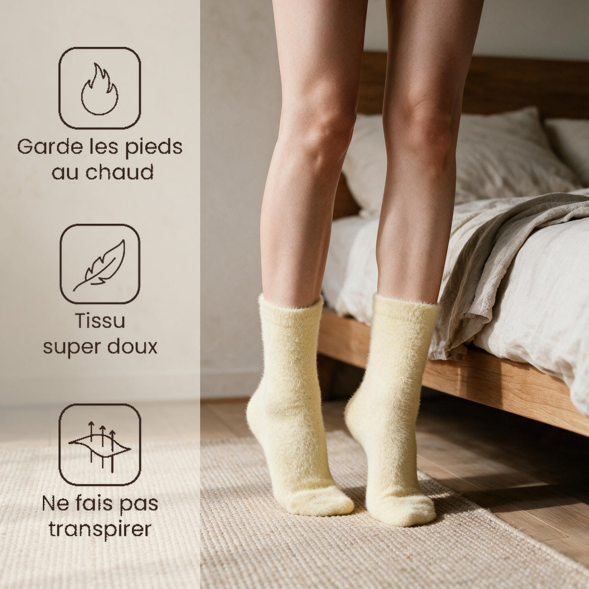 Chaussettes pilou pilou jaunes - Caresse - Jaune