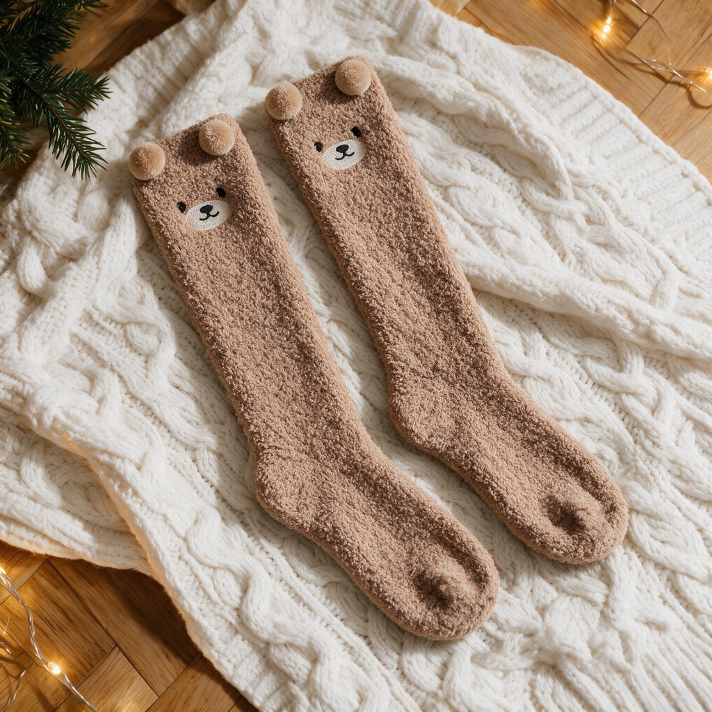 Chaussettes pilou pilou mignonnes - Ourson