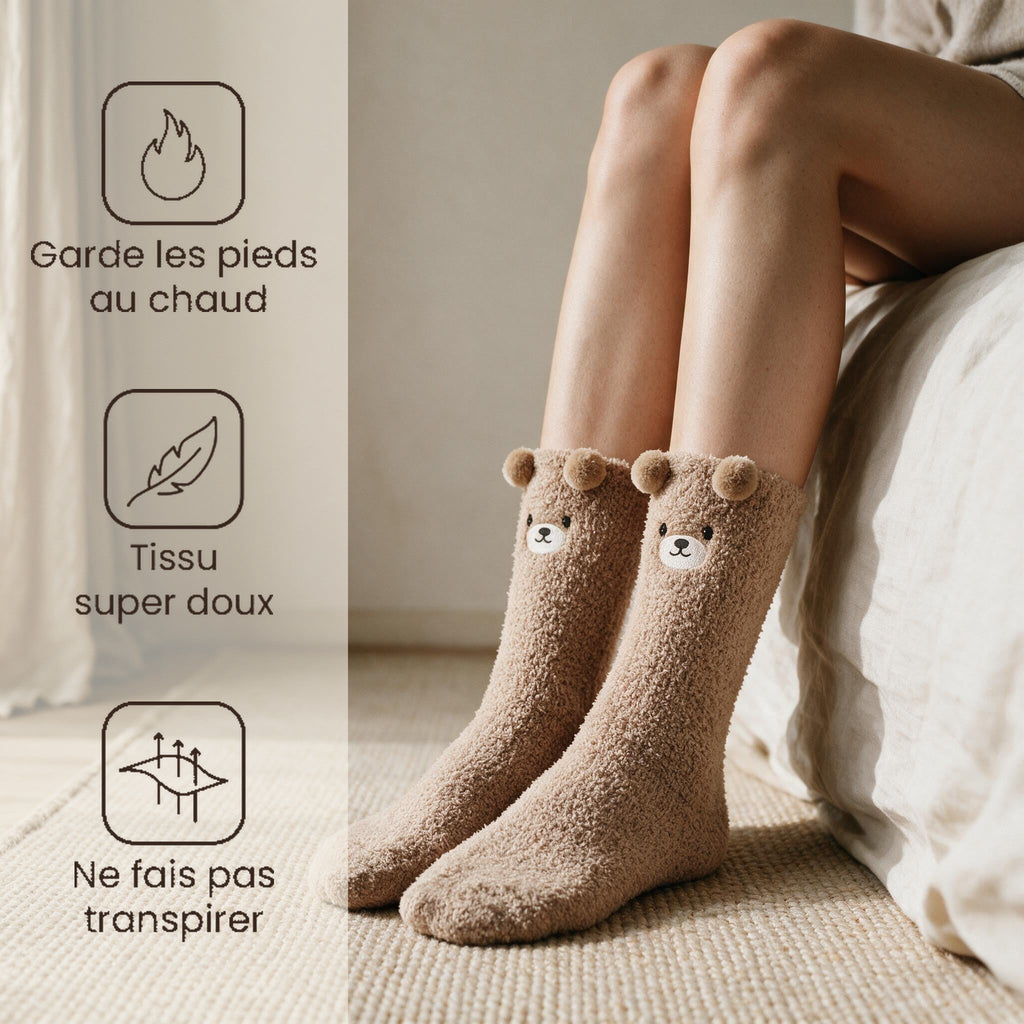 Chaussettes pilou pilou mignonnes - Ourson