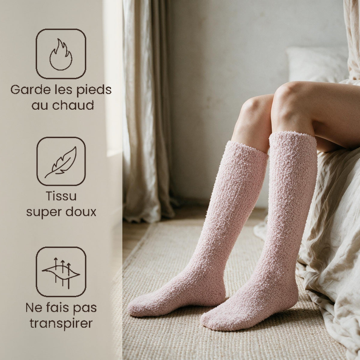 Chaussettes pilou pilou roses - Nuage - Rose