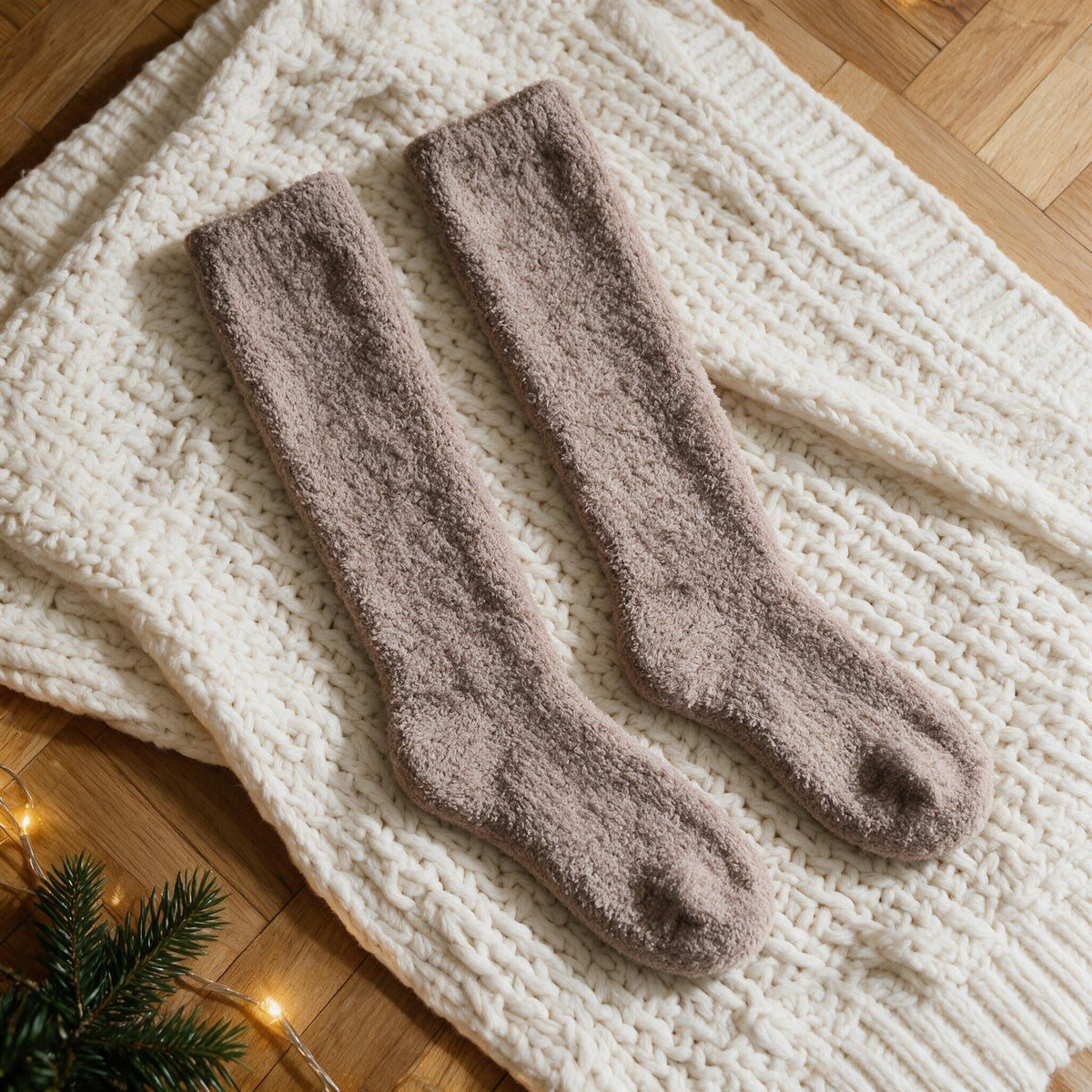 Chaussettes plaid pilou pilou - Nuage - Taupe