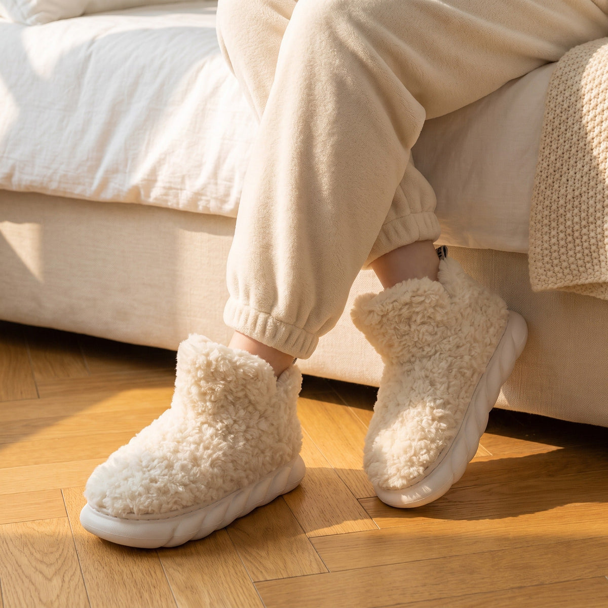 Chaussons pilou pilou blancs - Moufle - Blanc