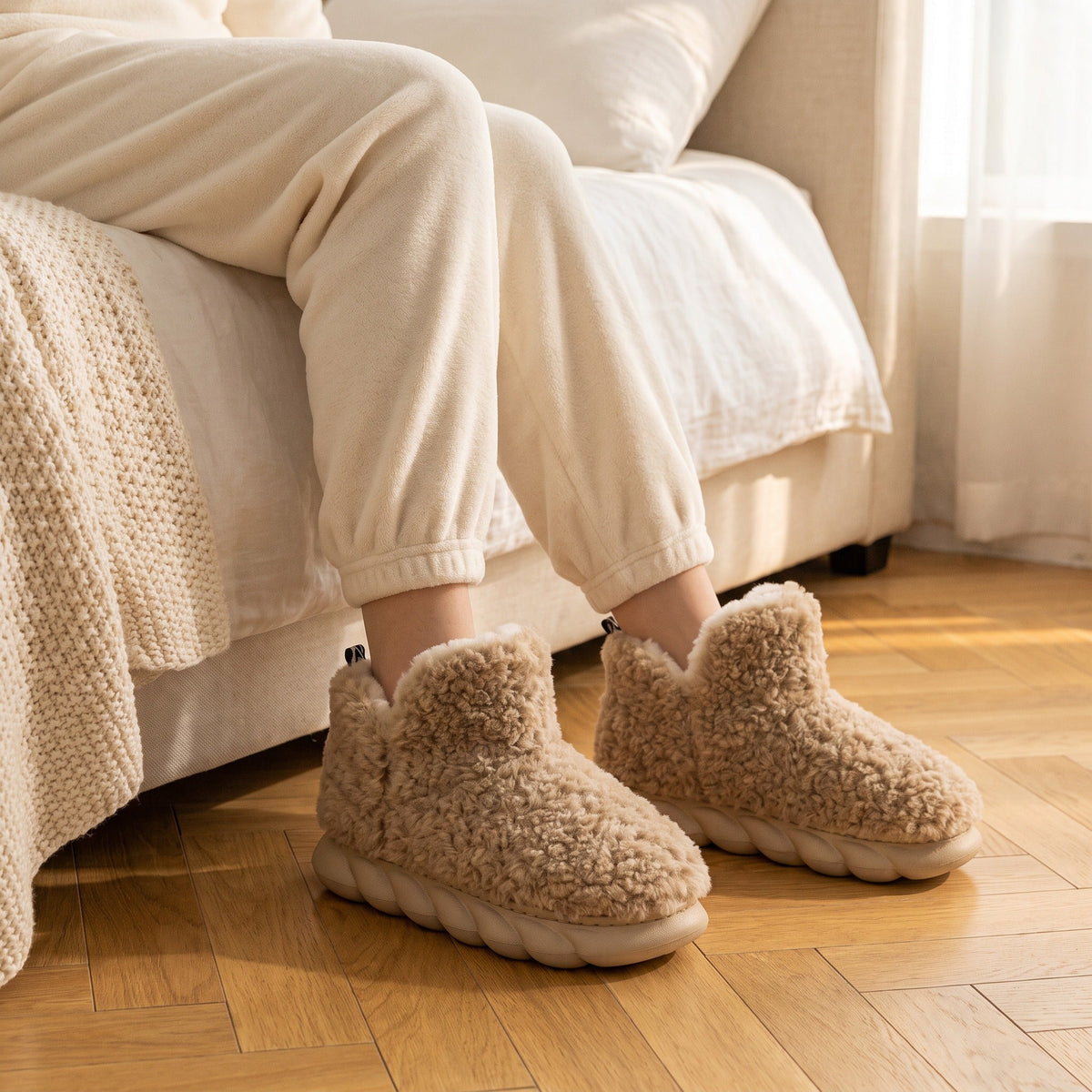 Chaussons bottines pilou pilou - Moufle - Beige