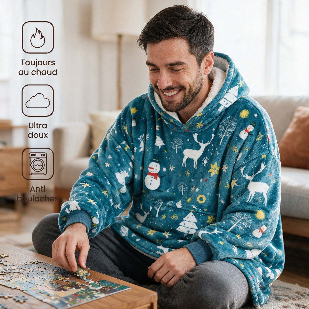 Gros Pull Pilou Pilou Homme - Câlin - Motif Noël