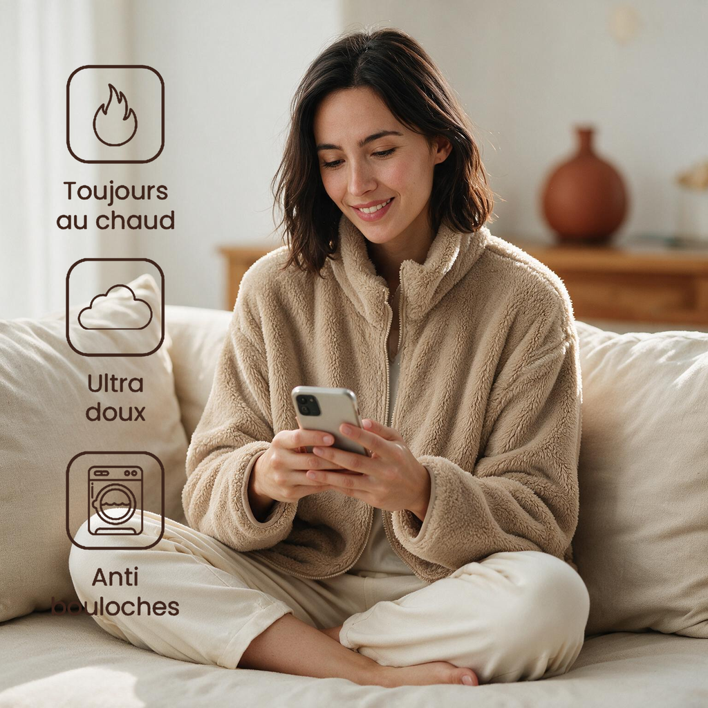 Grosse veste pilou pilou - Douillette - Beige