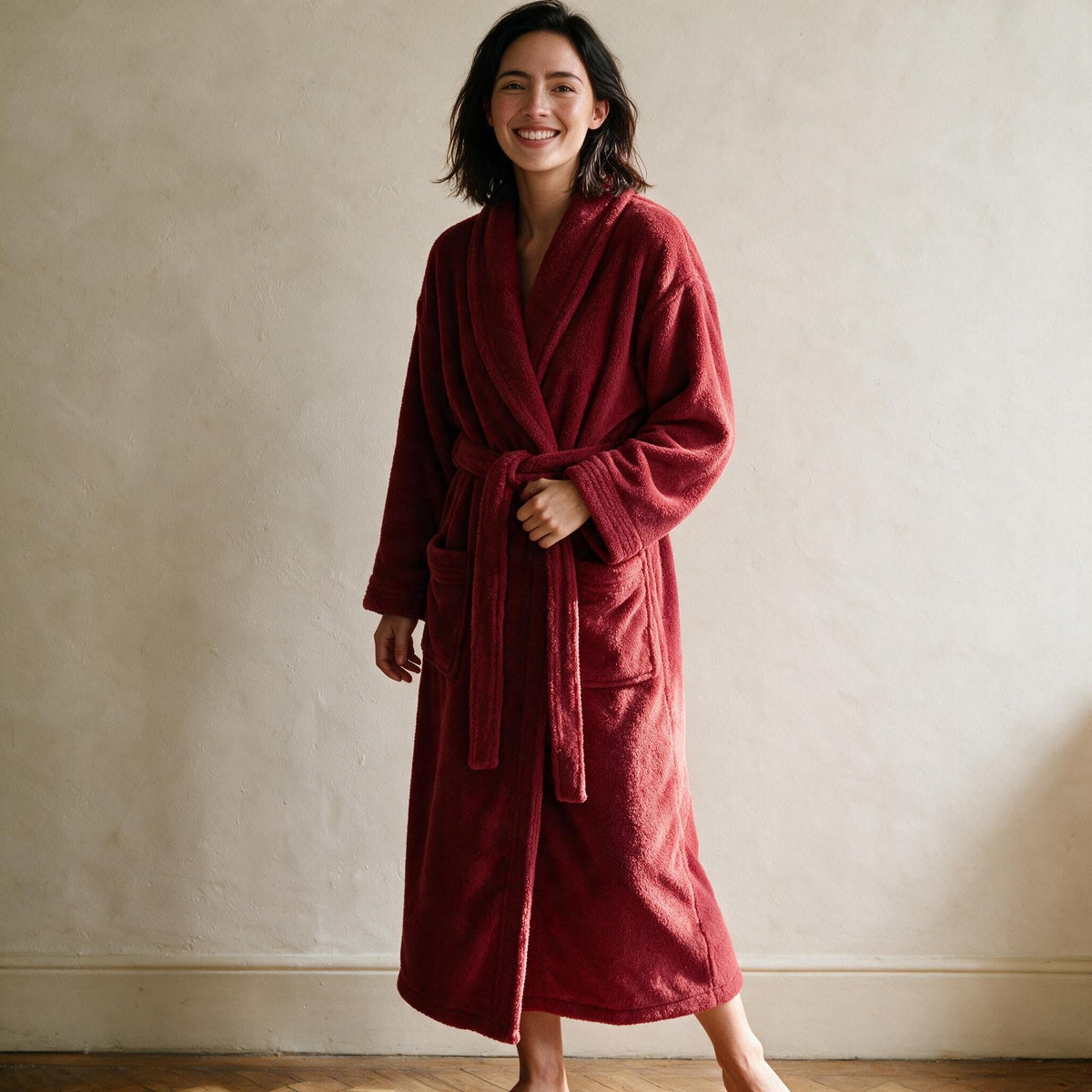 Peignoir pilou pilou rouge - Cocon - Rouge