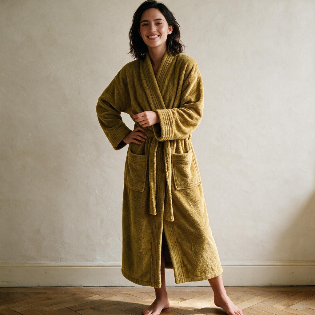 Peignoir plaid cocooning - Cocon - Moutarde