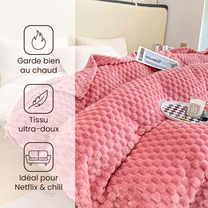 Plaid pilou pilou framboise - Berceuse - Rose Framboise