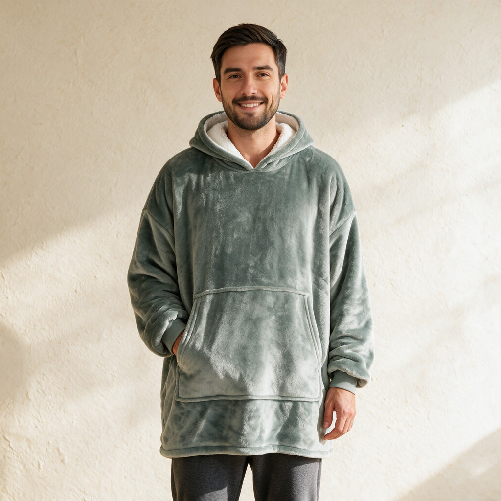 Pull Pilou Pilou à Capuche - Câlin - Gris Vert