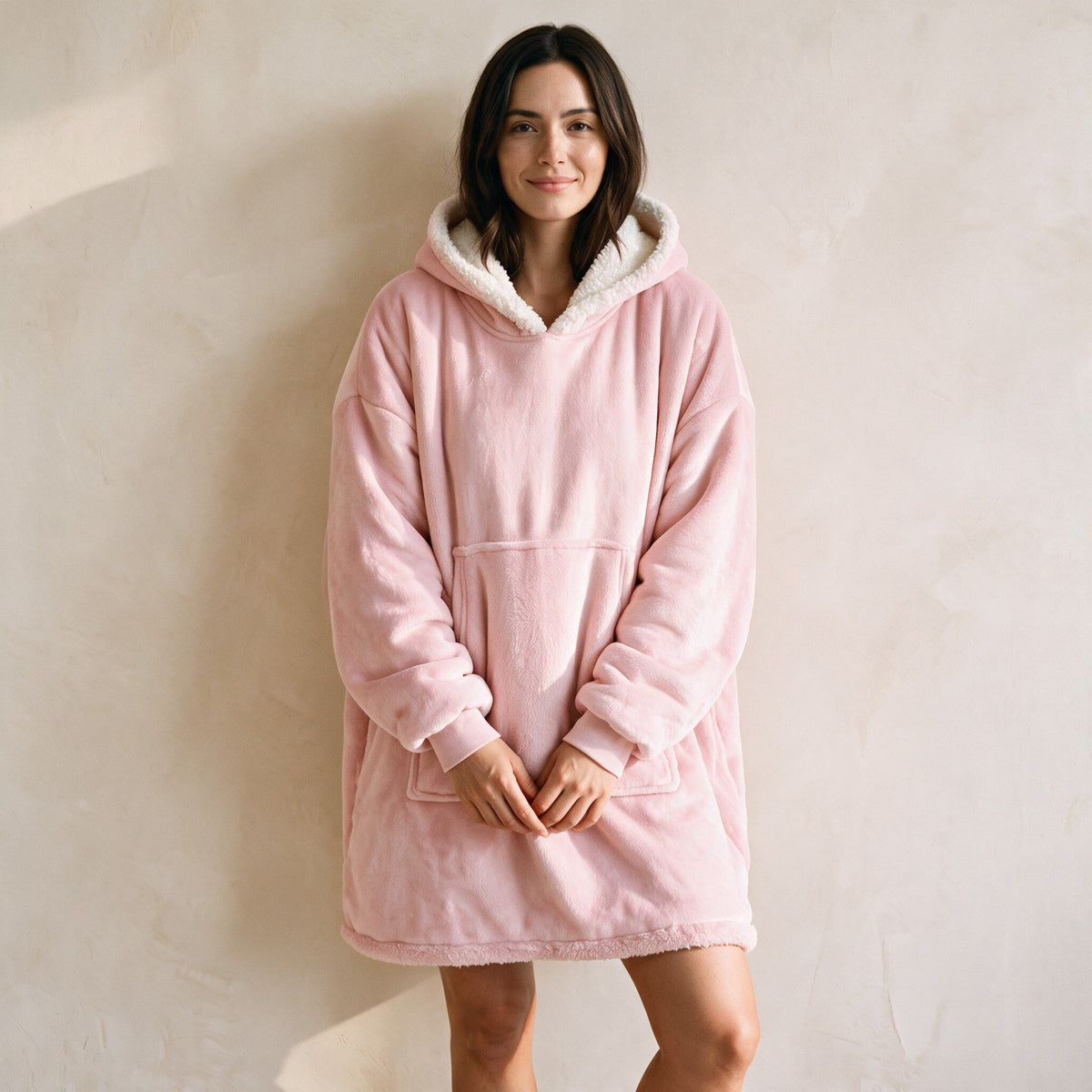 Pull plaid géant femme - Câlin - Rose
