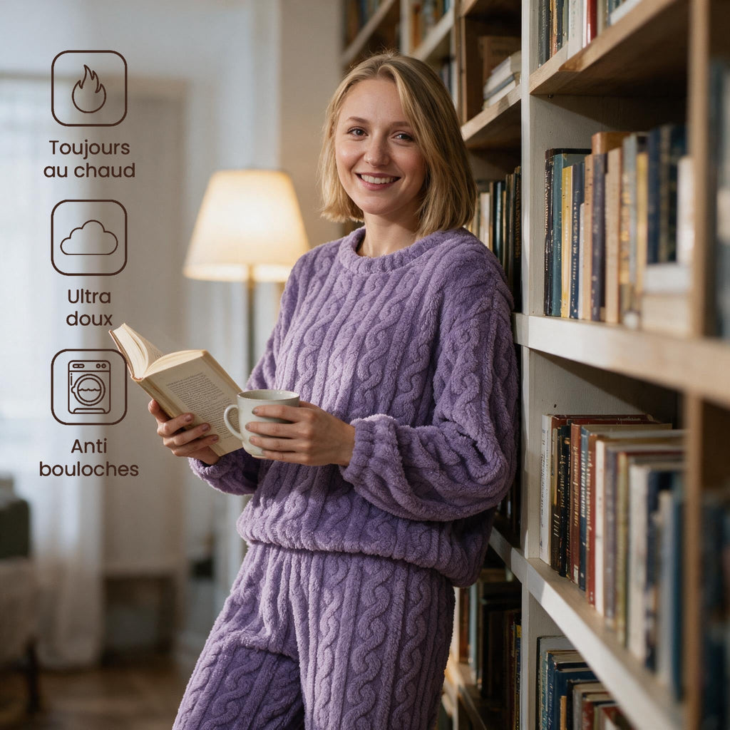 Pyjama cocooning pour femme - Brioche - Lilas