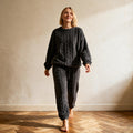 Pyjama femme d'hiver en pilou - Brioche - Gris