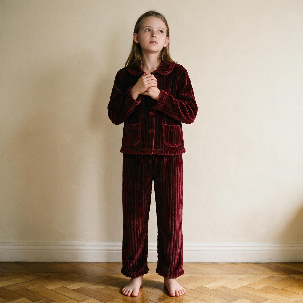 Pyjama fille velours - Choupette - Bordeaux