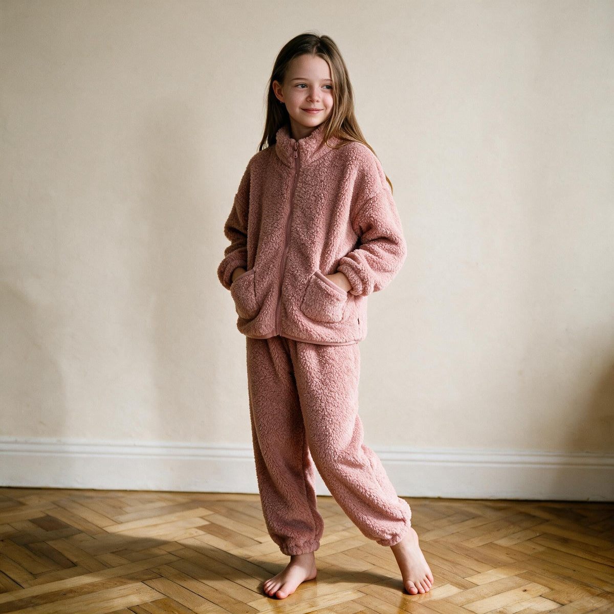 Pyjama zippé pilou fille rose - Mimi - Rose