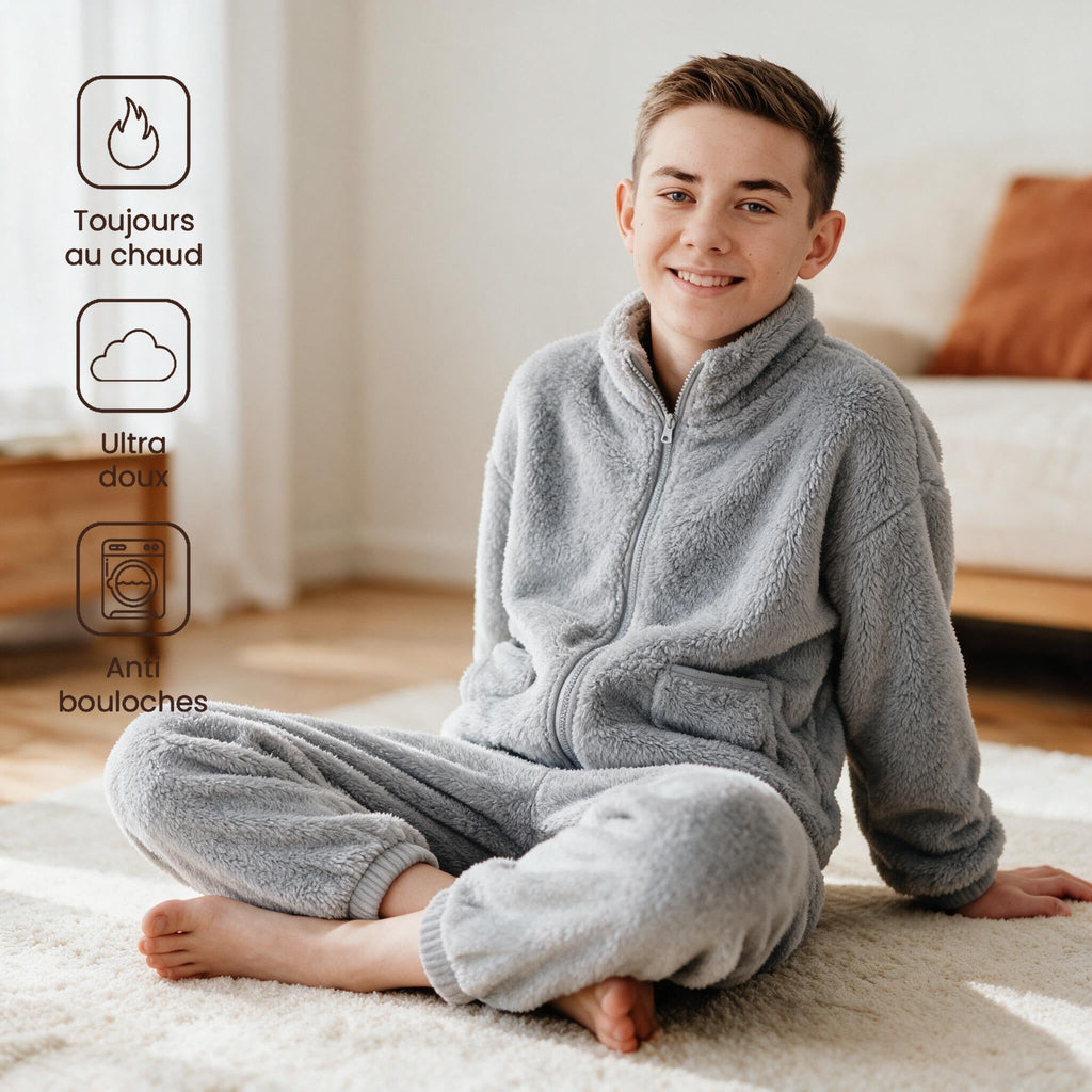 Pyjama zippé pilou pilou garçon - Loulou - Gris