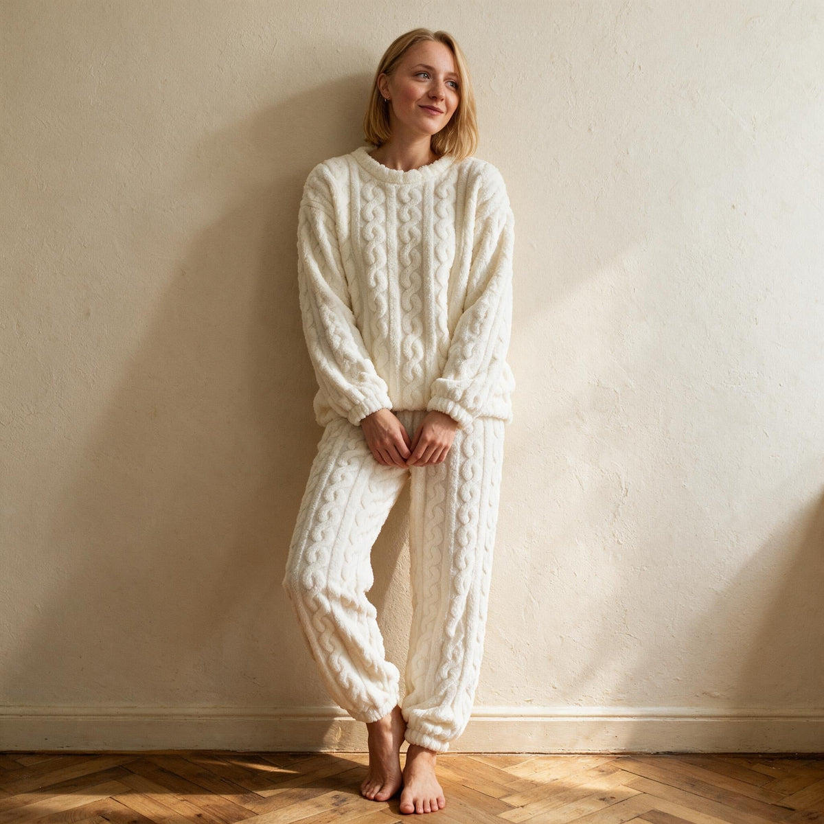 Pyjama pilou pilou femme Noël - Brioche - Blanc