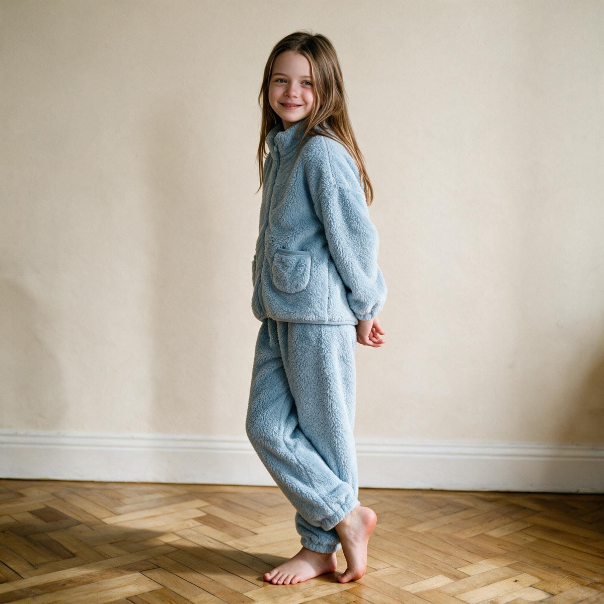 Pyjama zippé pilou pilou fille bleu - Mimi - Bleu