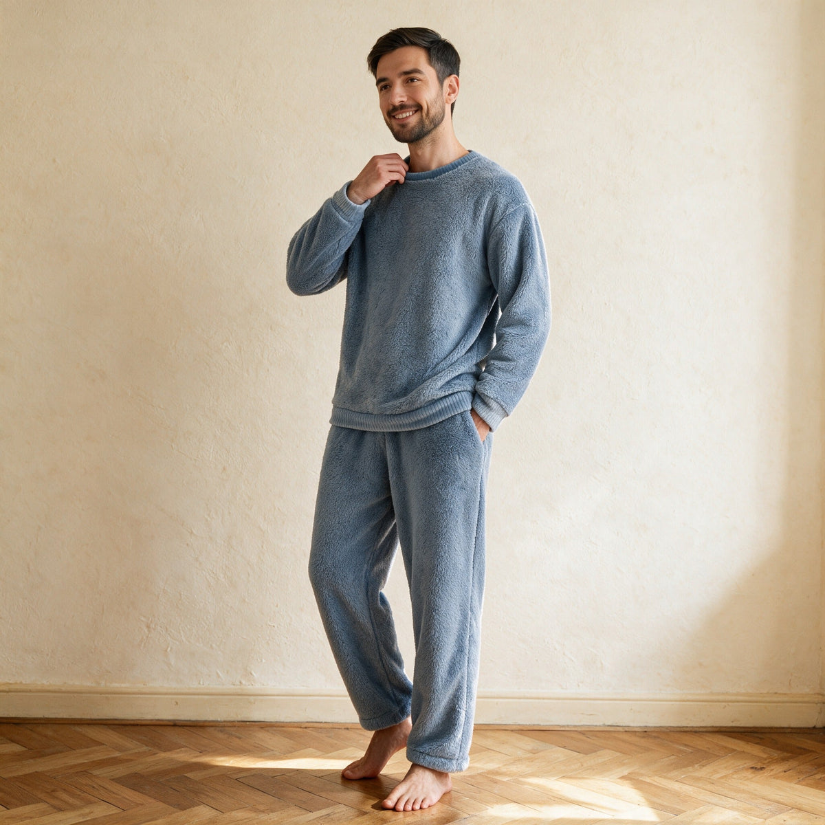 Pyjama pilou pilou homme bleu - Pantouflard - Bleu Ciel
