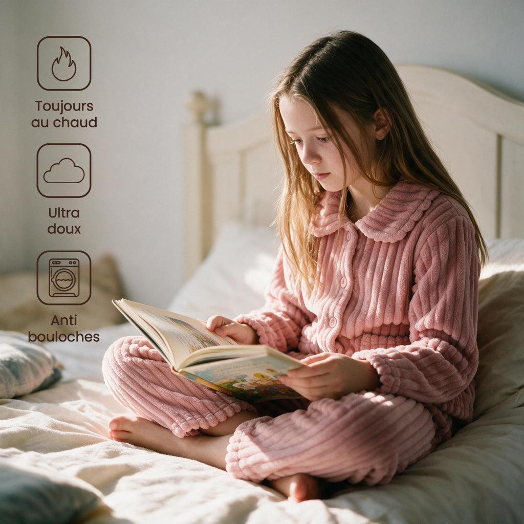 Pyjama pilou pilou rose fille - Choupette - Rose