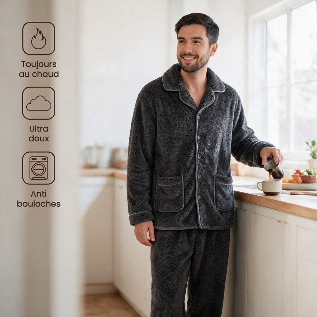 Pyjama plaid pour homme - Grasse mat’ - Gris Anthracite