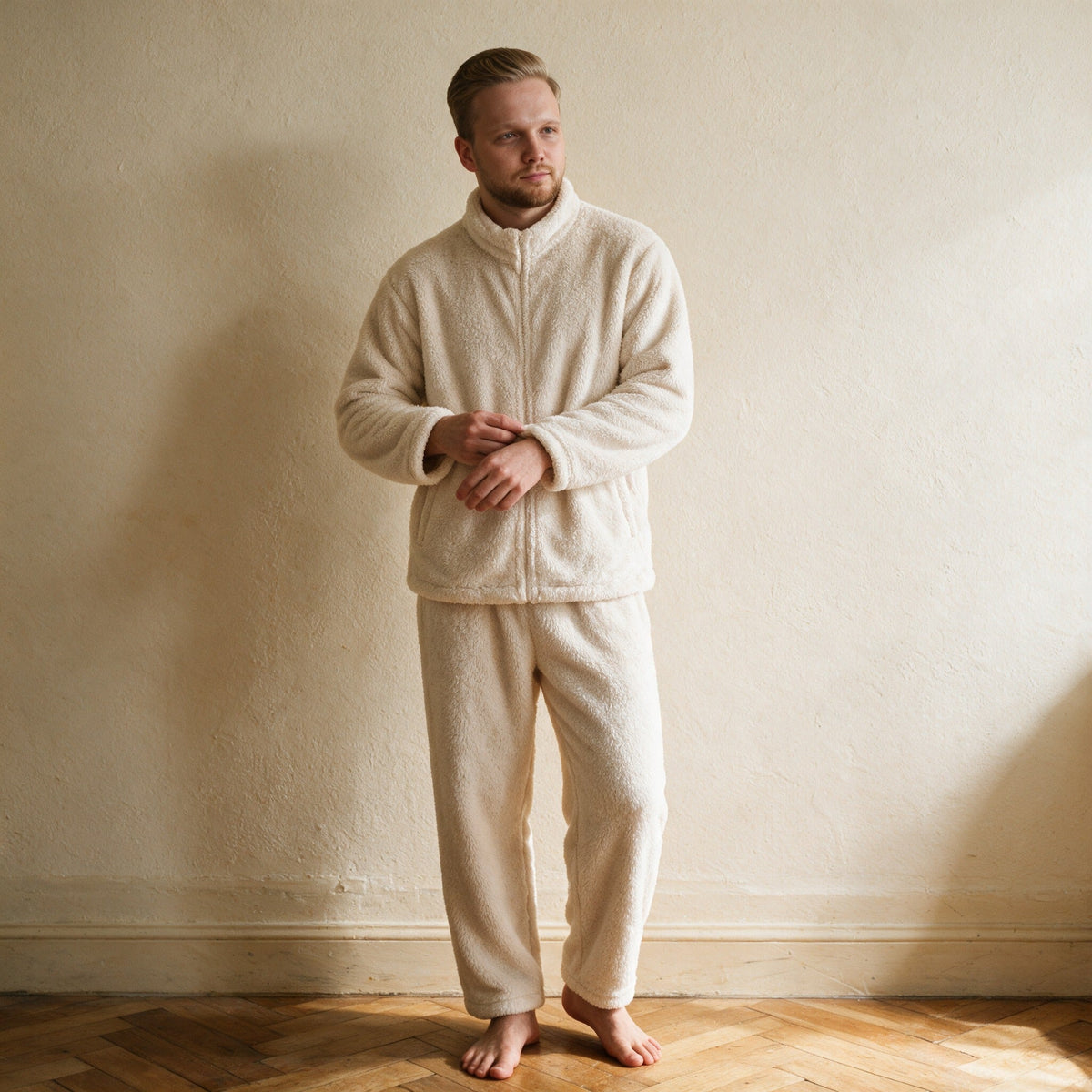 Pyjama polaire homme - Marmotte - Blanc Cassé