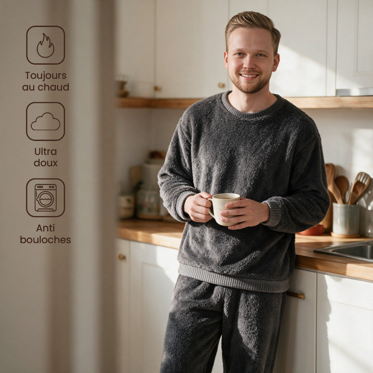 Tenue cocooning homme - Pantouflard - Gris Anthracite