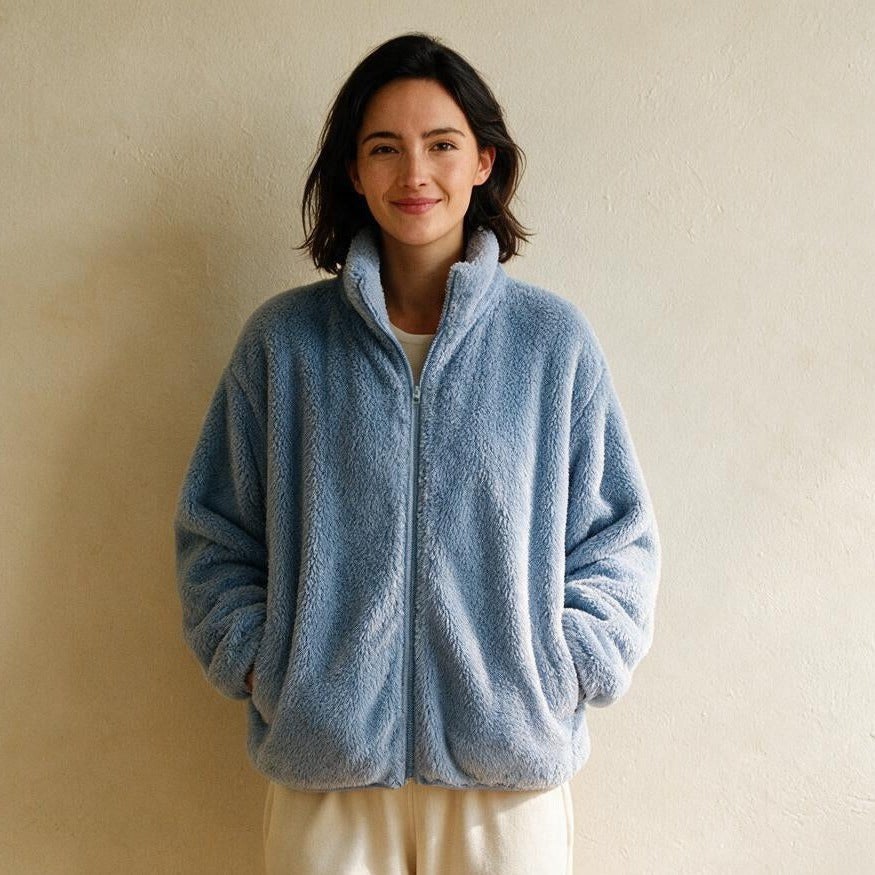 Veste pilou pilou femme sans capuche - Douillette - Bleue