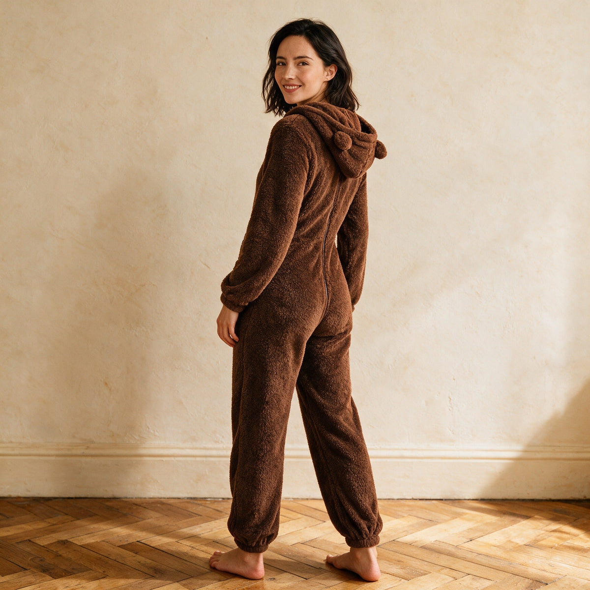 Combinaison pilou pilou femme grande taille - Nounours - Marron