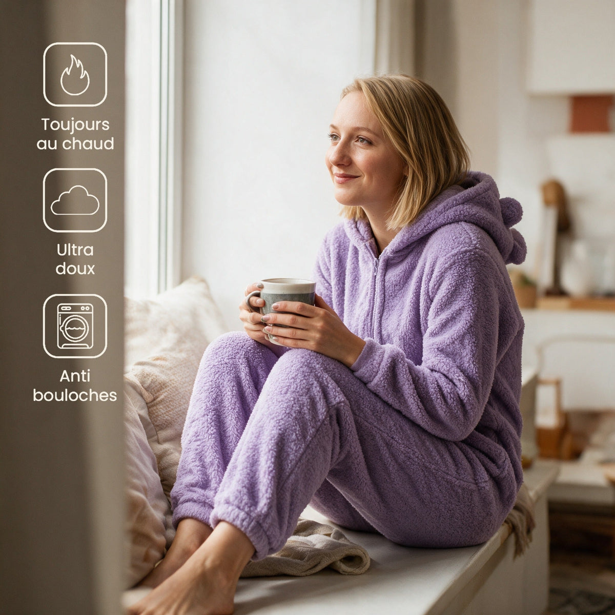 Combinaison pyjama mauve - Nounours - Mauve